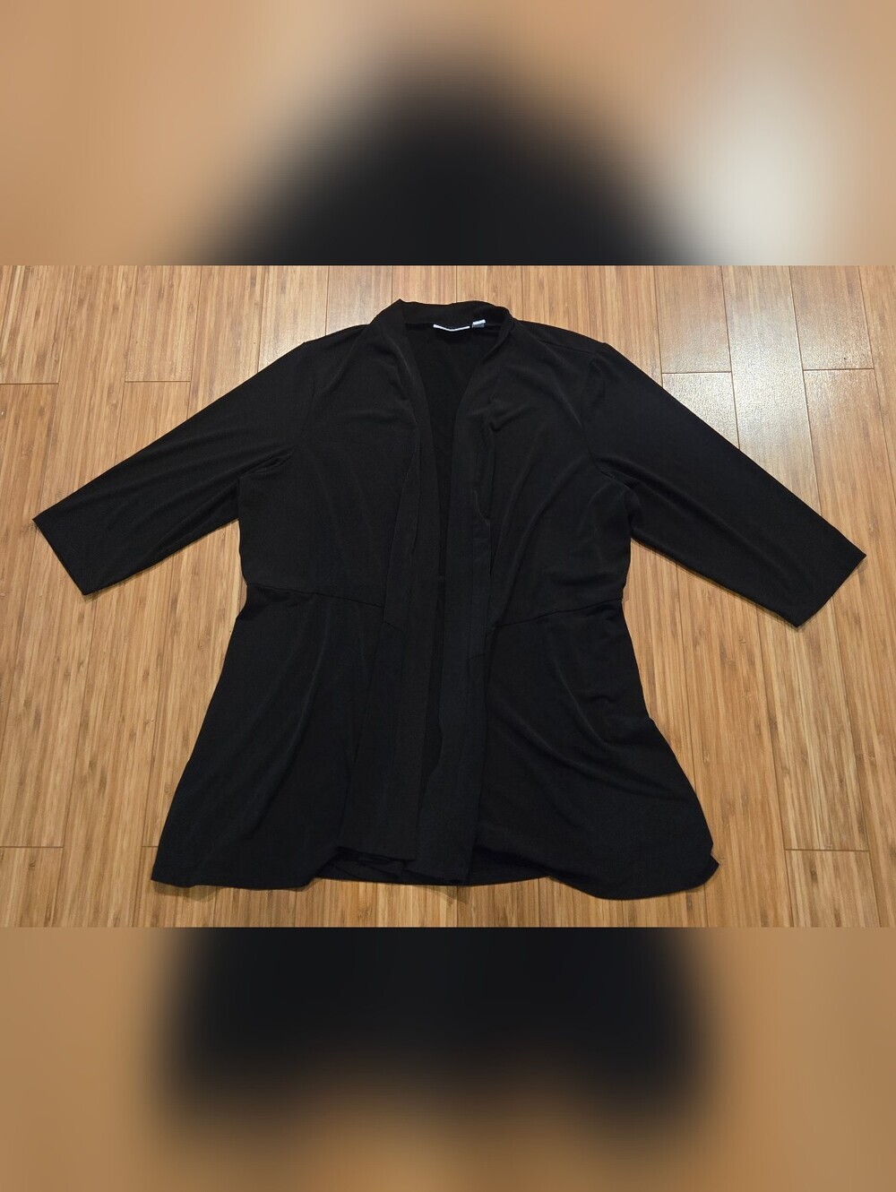 Susan Graver Black Open-Front Draped Cardigan
